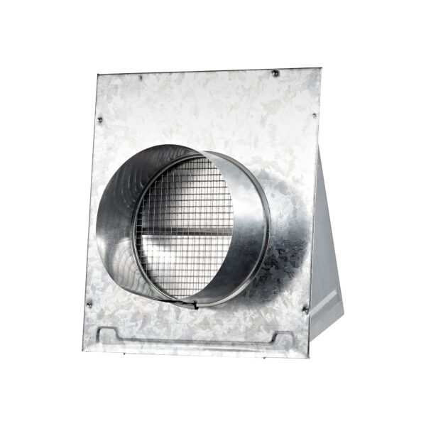 Galvanized Steel Wall Exhaust Hood Bath Fan Vent - Damper - Wire Mesh Screen - 3 inch Pipe - Back