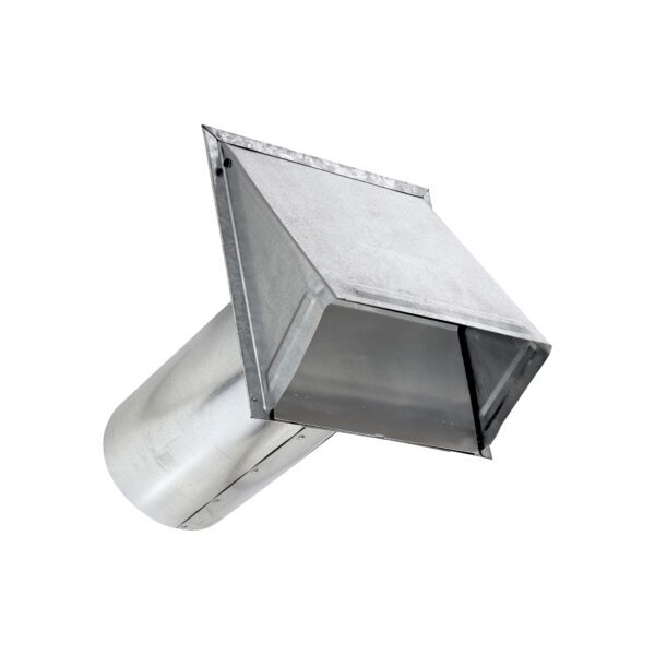 Galvanized Steel Wall Exhaust Hood Bath Fan Vent - Damper - Wire Mesh Screen - 6 inch Pipe - Angle Closed