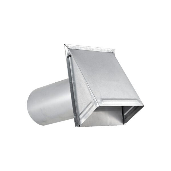 Galvanized Steel Wall Exhaust Hood Bath Fan Vent - Damper - Wire Mesh Screen - 6 inch Pipe - Angled