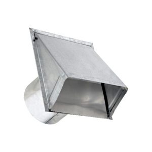 Galvanized Steel Wall Exhaust Hood Bath Fan Vent - Damper - Wire Mesh Screen - 6 inch Pipe - Angled Closed