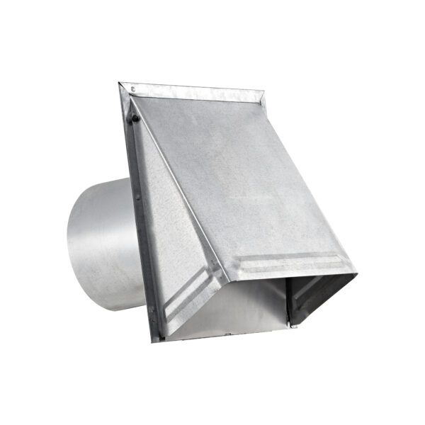 Galvanized Steel Wall Exhaust Hood Bath Fan Vent - Damper - Wire Mesh Screen - 6 inch Pipe - Angled