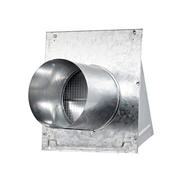 Galvanized Steel Wall Exhaust Hood Bath Fan Vent - Damper - Wire Mesh Screen - 6 inch Pipe - Back