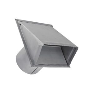 (Paint Grade) Steel Wall Exhaust Hood Bath Fan Vent - Damper - Wire Mesh Screen - 6 inch Pipe - Closed Angle