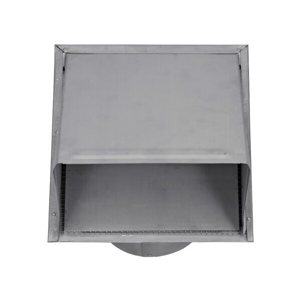 (Paint Grade) Steel Wall Exhaust Hood Bath Fan Vent - Damper - Wire Mesh Screen - 6 inch Pipe - Closed Front