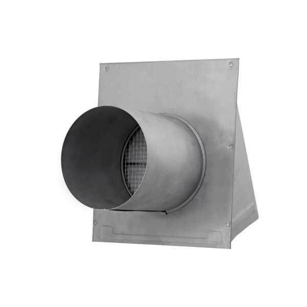 (Paint Grade) Steel Wall Exhaust Hood Bath Fan Vent - Damper - Wire Mesh Screen - 6 inch Pipe - Back