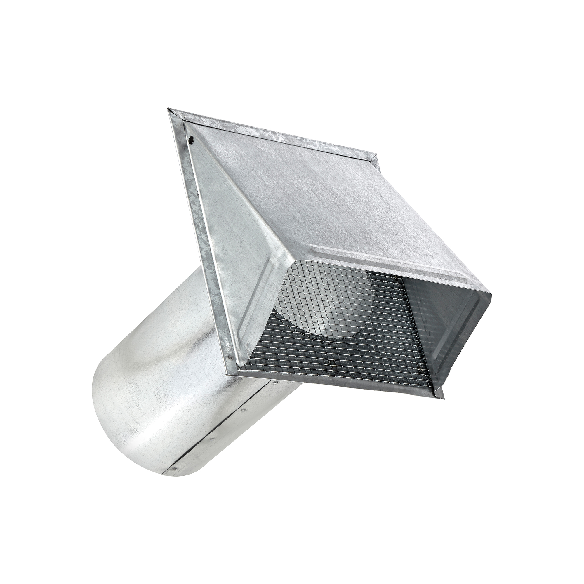 Galvanized Steel Wall Fresh Air Intake Vent (No Damper) Wire Mesh Screen - 11 inch Pipe - Angle Upwards