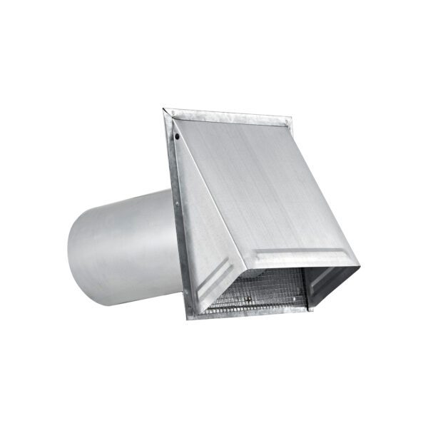 Galvanized Steel Wall Fresh Air Intake Vent (No Damper) Wire Mesh Screen - 11 inch Pipe - Angle