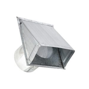 Galvanized Steel Wall Fresh Air Intake Vent (No Damper) Wire Mesh Screen - 6 inch Pipe - Angle Opening