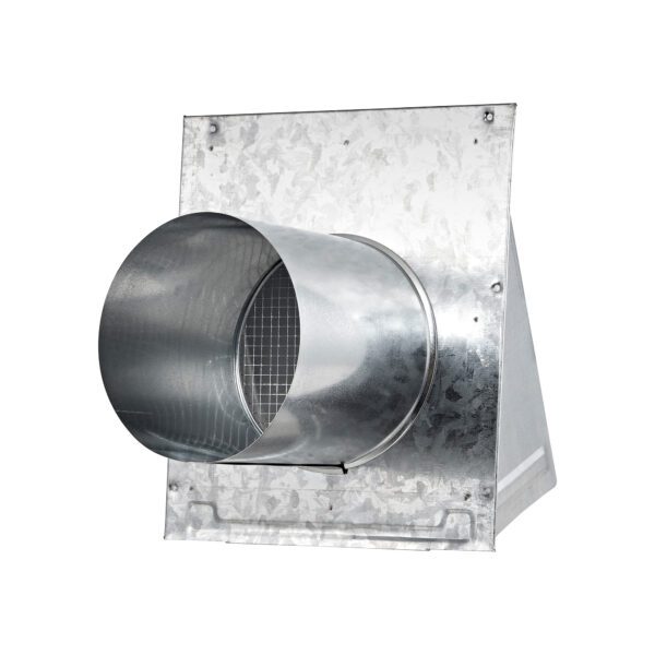 Galvanized Steel Wall Fresh Air Intake Vent (No Damper) Wire Mesh Screen - 6 inch Pipe - Back