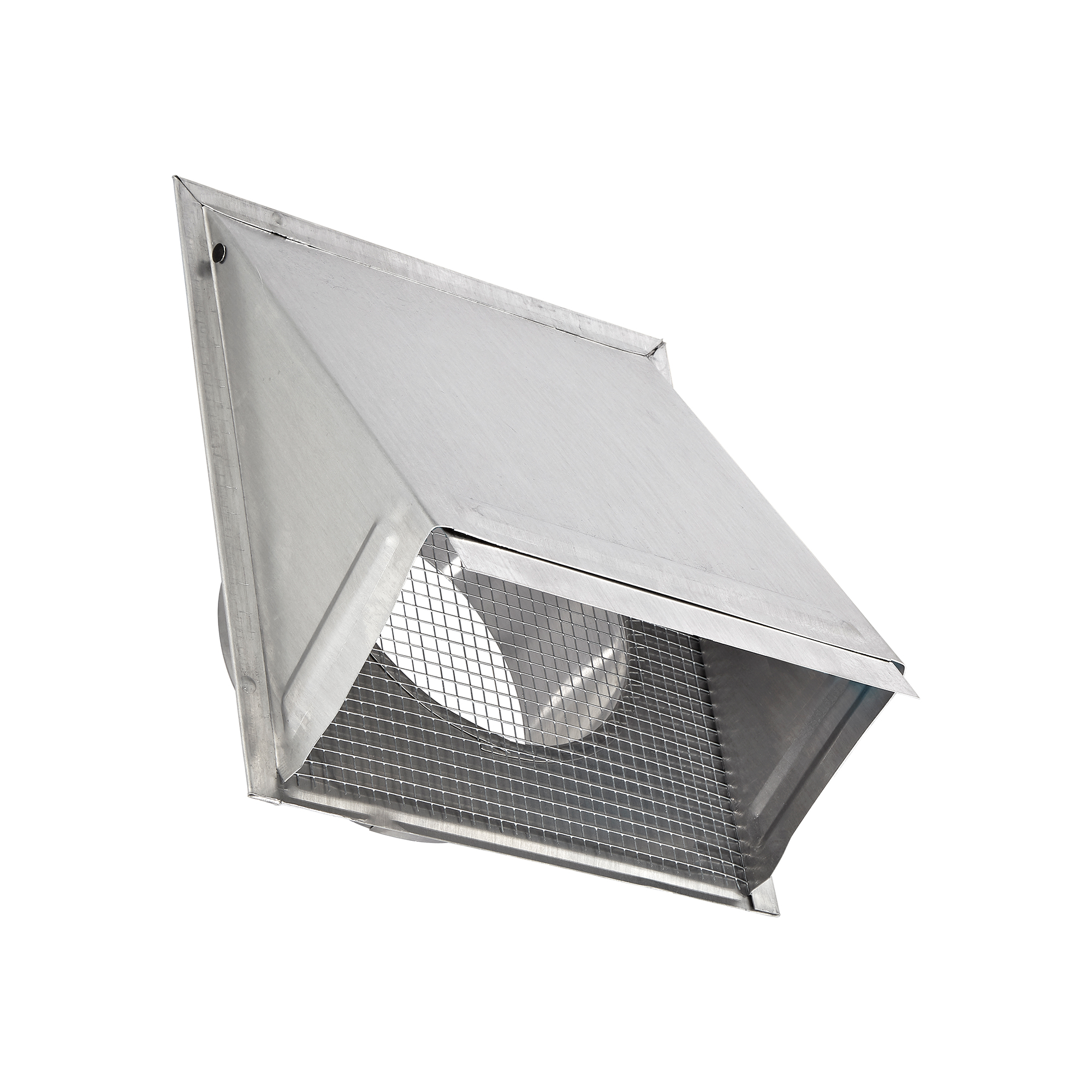 Aluminum Wall Exhaust Hood Bath Fan Vent - Damper - Wire Mesh Screen - 3 inch Pipe - Angle Opened