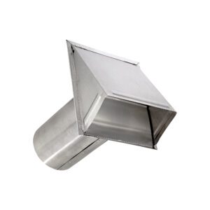 Aluminum Wall Exhaust Hood Bath Fan Vent - Damper - Wire Mesh Screen - 11 inch Pipe - Angled Closed