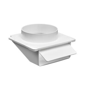 White Plastic Wall Exhaust Hood Bath Fan Vent - Spring Controlled Damper - Screen - Open