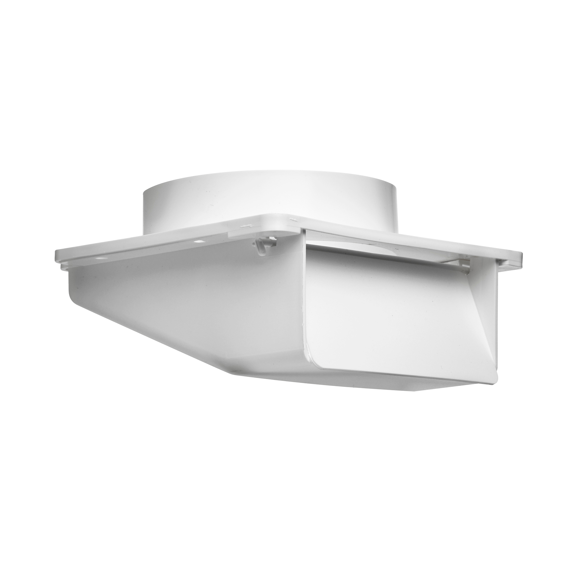 White Plastic Wall Exhaust Hood Bath Fan Vent - Spring Controlled Damper - Screen - Closed