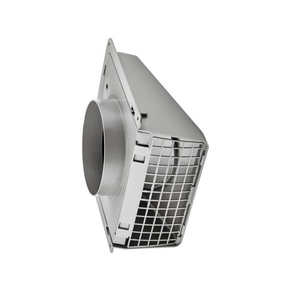 6 inch Gray Plastic Wall Exhaust Hood Bath Fan Vent - Spring Controlled Damper - Screen - Under