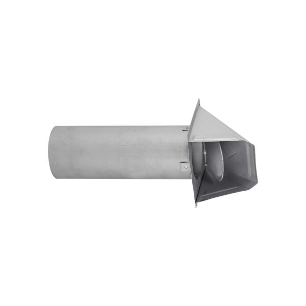 4 inch (Paint Grade) Steel Wall Exhaust Hood Dryer Vent - Damper - 12 inch Pipe - Opened