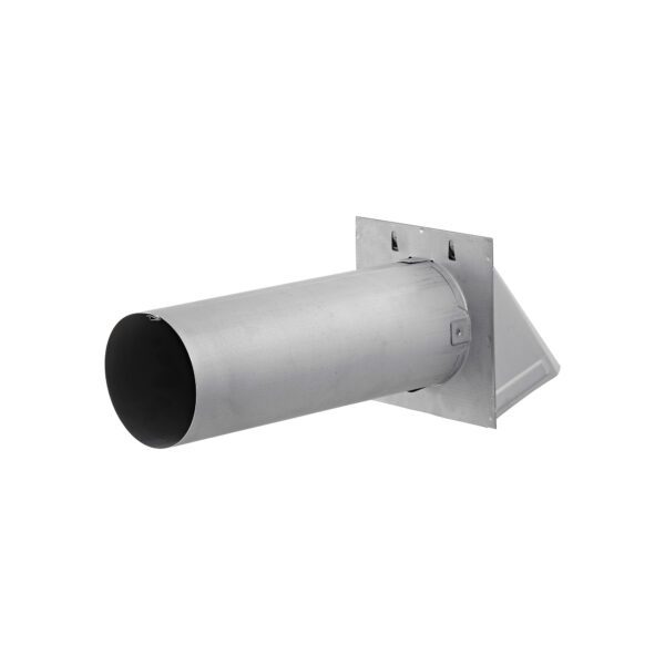 4 inch (Paint Grade) Steel Wall Exhaust Hood Dryer Vent - Damper - 12 inch Pipe - Back