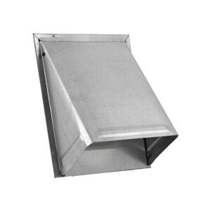 Galvanized Steel Wall Exhaust Hood Bath Fan Vent - Damper - Wire Mesh Screen - Flush Mount - Angle Closed