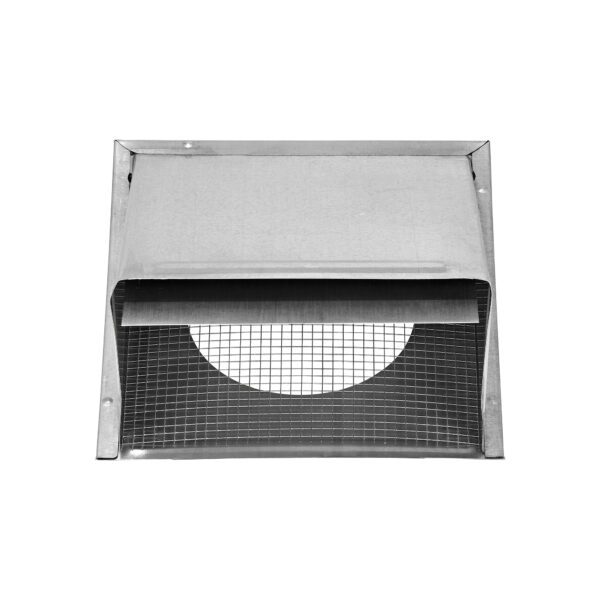 Galvanized Steel Wall Exhaust Hood Bath Fan Vent - Damper - Wire Mesh Screen - Flush Mount - Front Opened