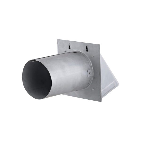 Paint Grade Steel Wall Exhaust Hood Dryer Vent - Damper - 6 inch Pipe - Back