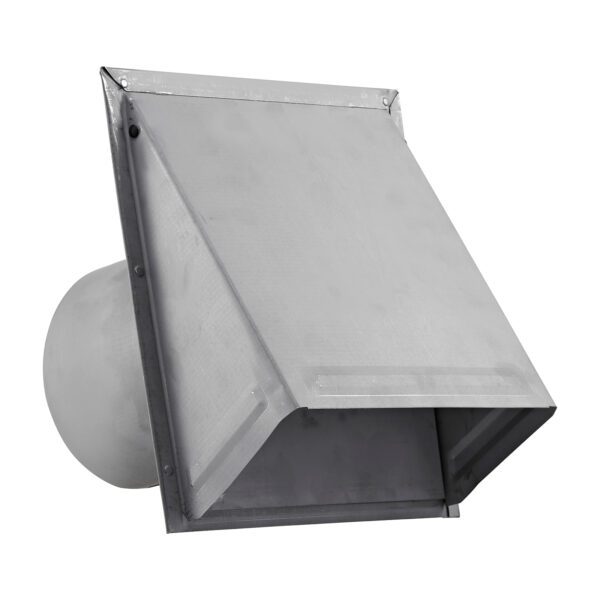 Paint Grade Steel Wall Exhaust Hood Vent - Damper - 6 inch Pipe - Angle