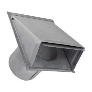 Paint Grade Steel Wall Exhaust Hood Vent - Damper - 6 inch Pipe - Opened