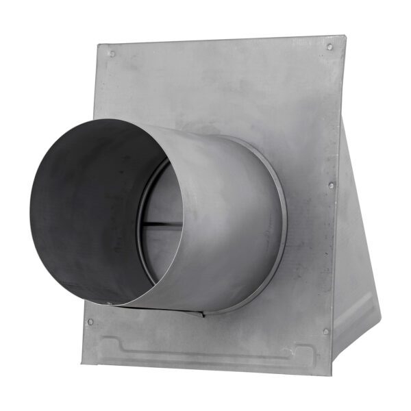 Paint Grade Steel Wall Exhaust Hood Vent - Damper - 6 inch Pipe - Back