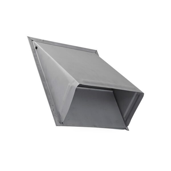 Paint Grade Steel Wall Exhaust Hood Bath Fan Vent - Damper - Wire Mesh Screen - Flush Mount - Angle Closed