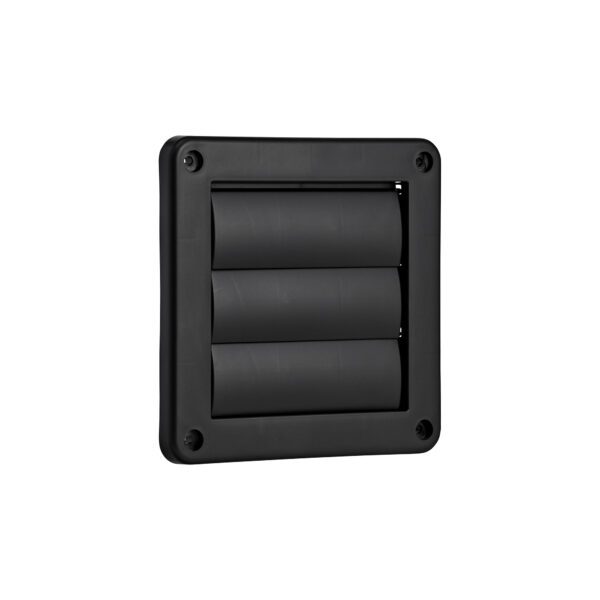 Black Plastic Wall Dryer Vent (Louvered) - Flush Mount - Angle