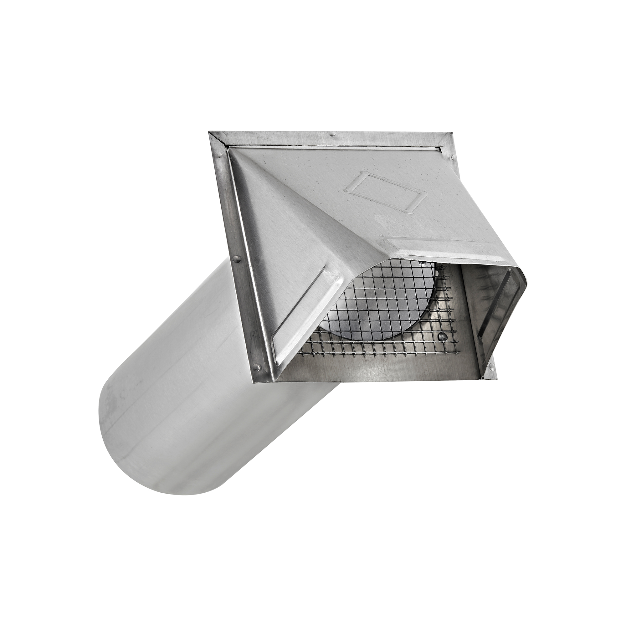 Aluminum Wall Fresh Air Intake Vent - Wire Mesh Screen (No Damper) - 11 inch Pipe - Angle