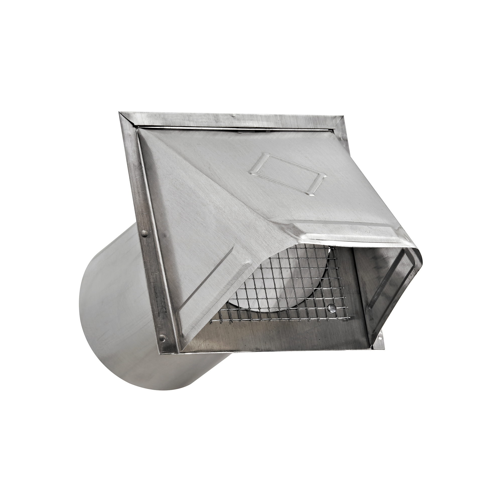 Aluminum Wall Fresh Air Intake Vent - Wire Mesh Screen (No Damper) - 6 inch Pipe - Angle