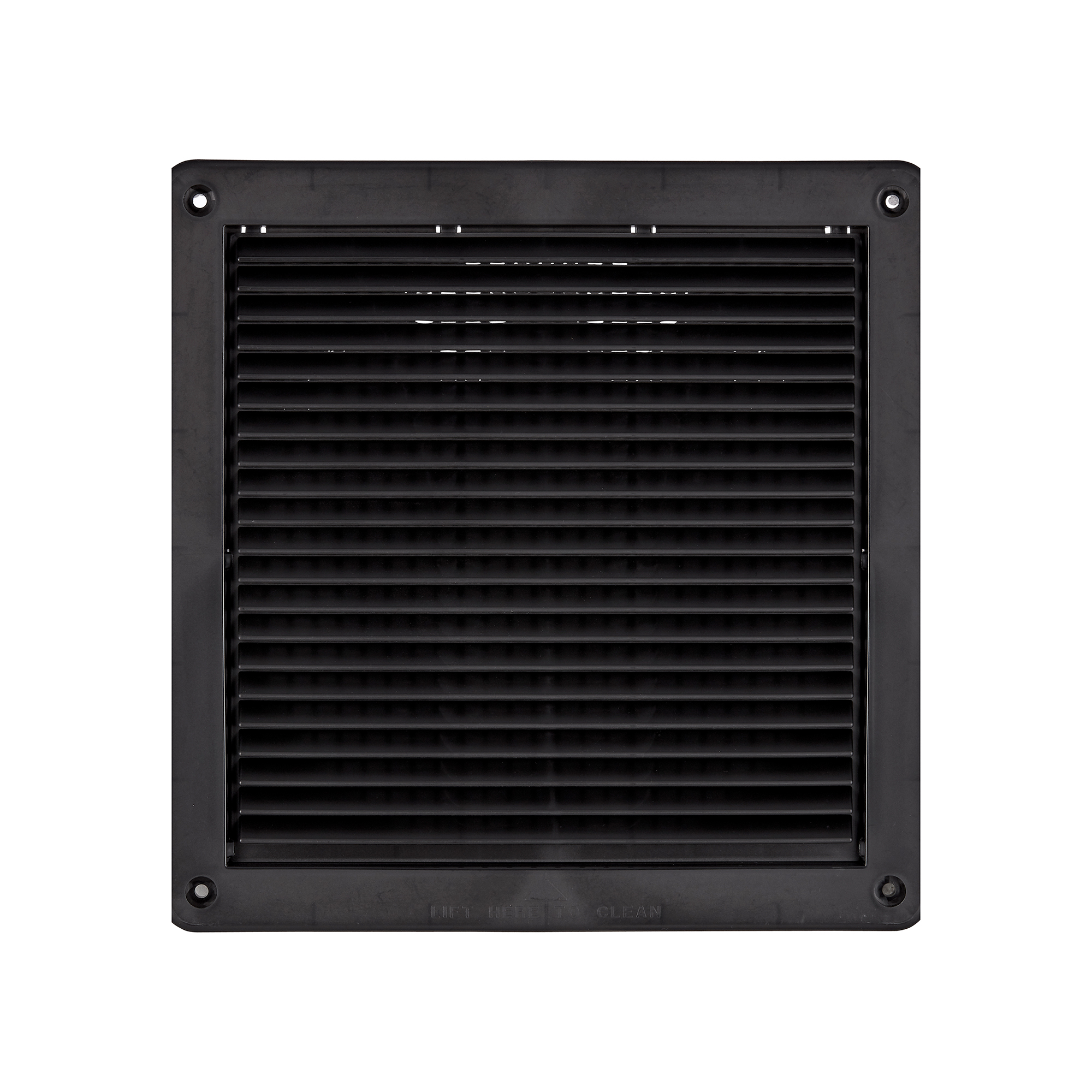 Black Plastic Fresh Air Intake Vent (Mini Louver) - Removable Screen - Flush Mount - Front